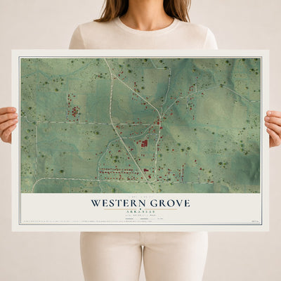 Map of Western Grove, Arkansas, 18 x 24 inch unframed archival matte print