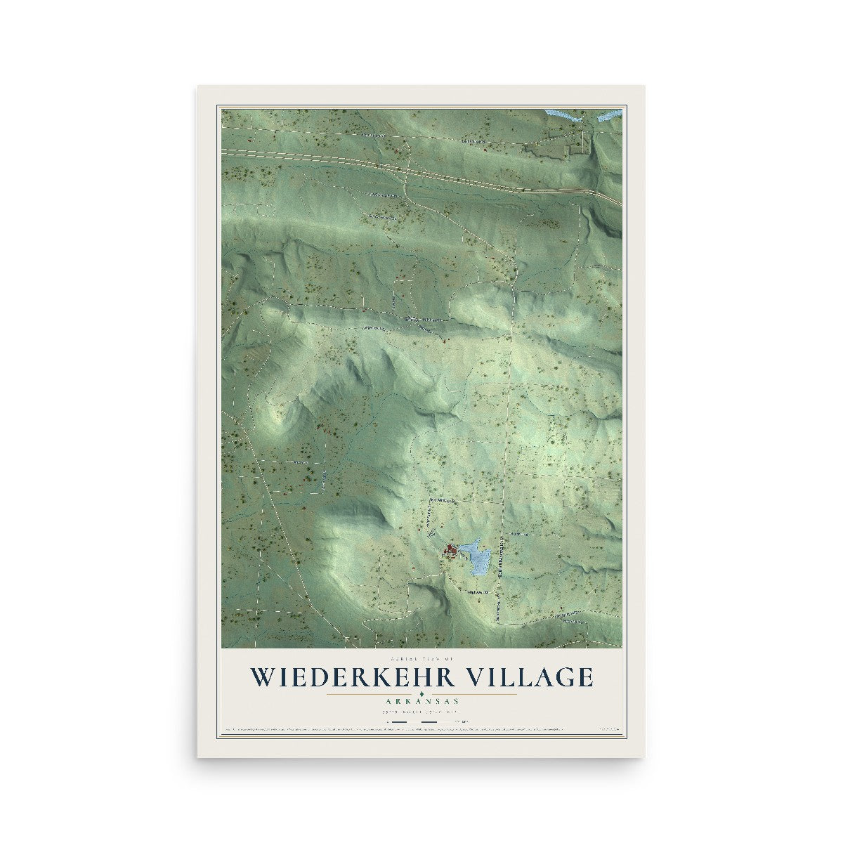 Map of Wiederkehr Village, Arkansas, 12 x 18 inch unframed archival matte print