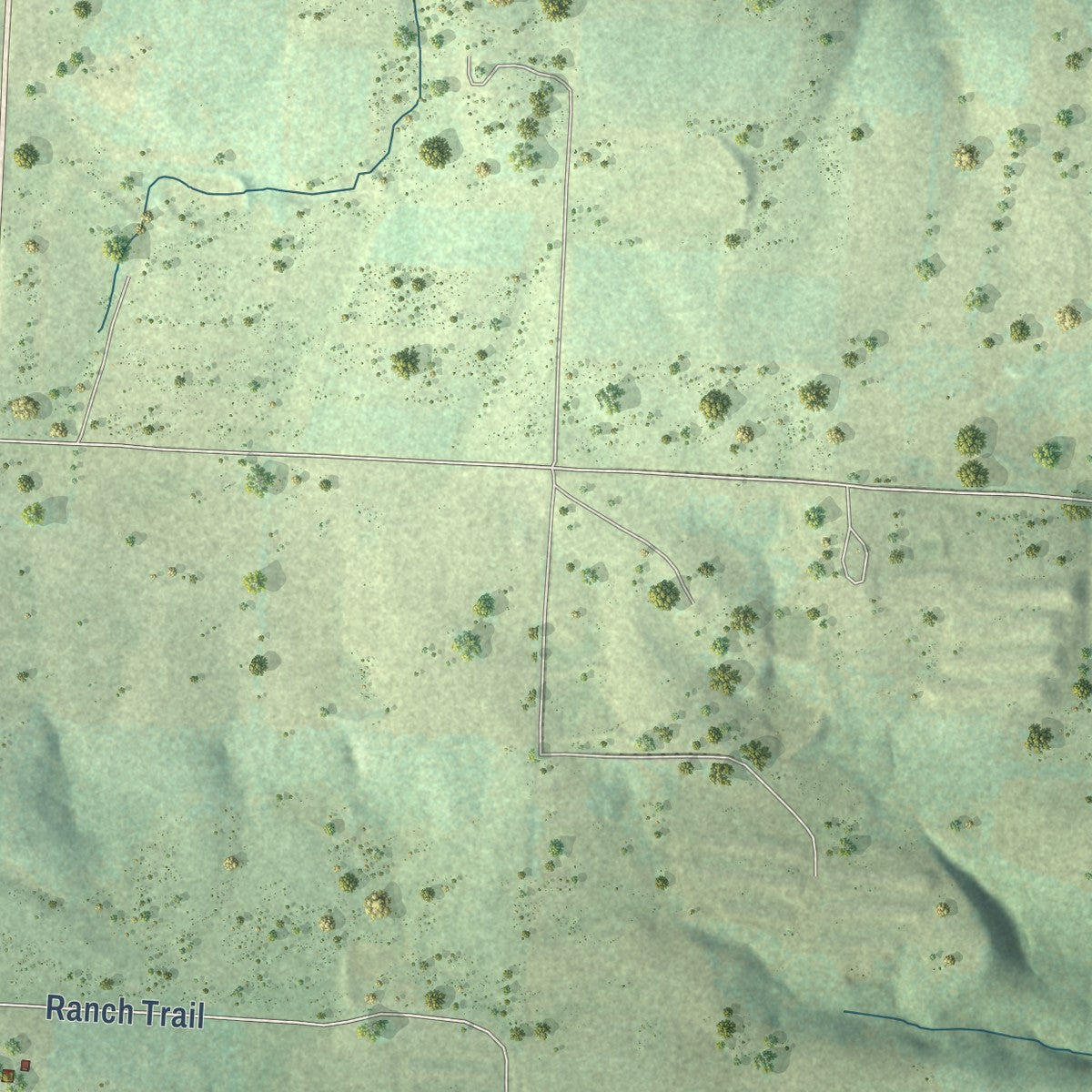 Second close-up of the map of Wiederkehr Village, Arkansas print showing more streets and buildings