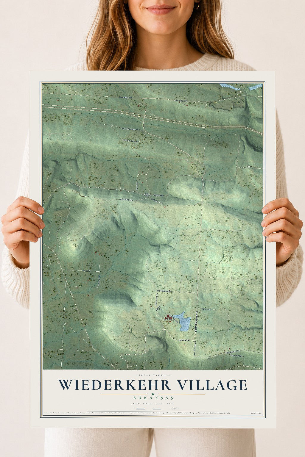 Map of Wiederkehr Village, Arkansas, 18 x 24 inch unframed archival matte print