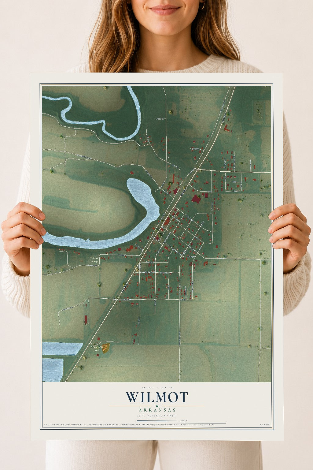 Map of Wilmot, Arkansas, 18 x 24 inch unframed archival matte print