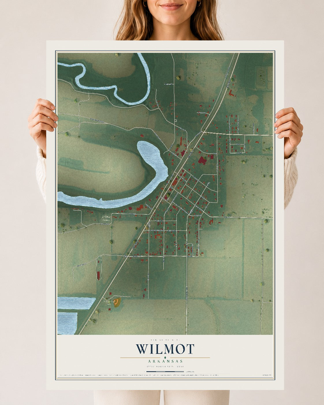 Map of Wilmot, Arkansas, 24 x 36 inch unframed archival matte print