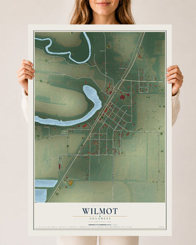 Map of Wilmot, Arkansas, 24 x 36 inch unframed archival matte print