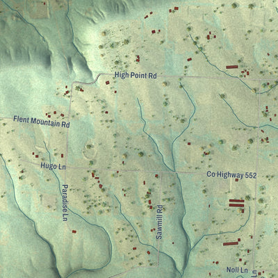 Close-up of the map of Wonderview, Arkansas print showing street and building detail