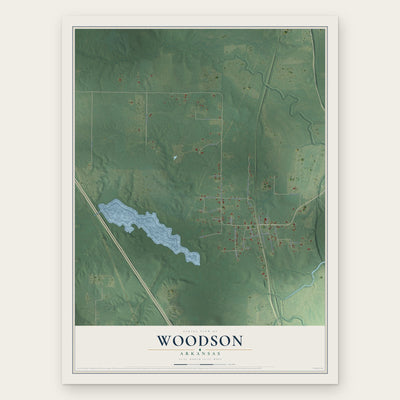 Woodson, Arkansas map print, the full design