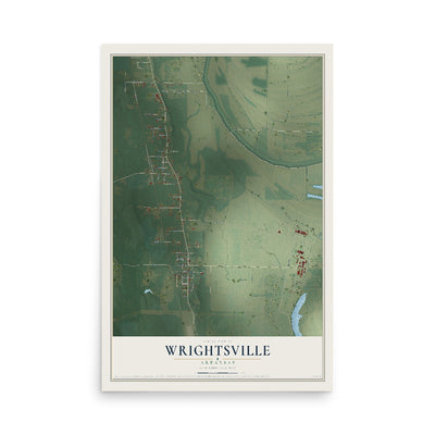 Map of Wrightsville, Arkansas, 12 x 18 inch unframed archival matte print
