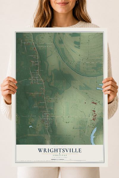 Map of Wrightsville, Arkansas, 18 x 24 inch unframed archival matte print