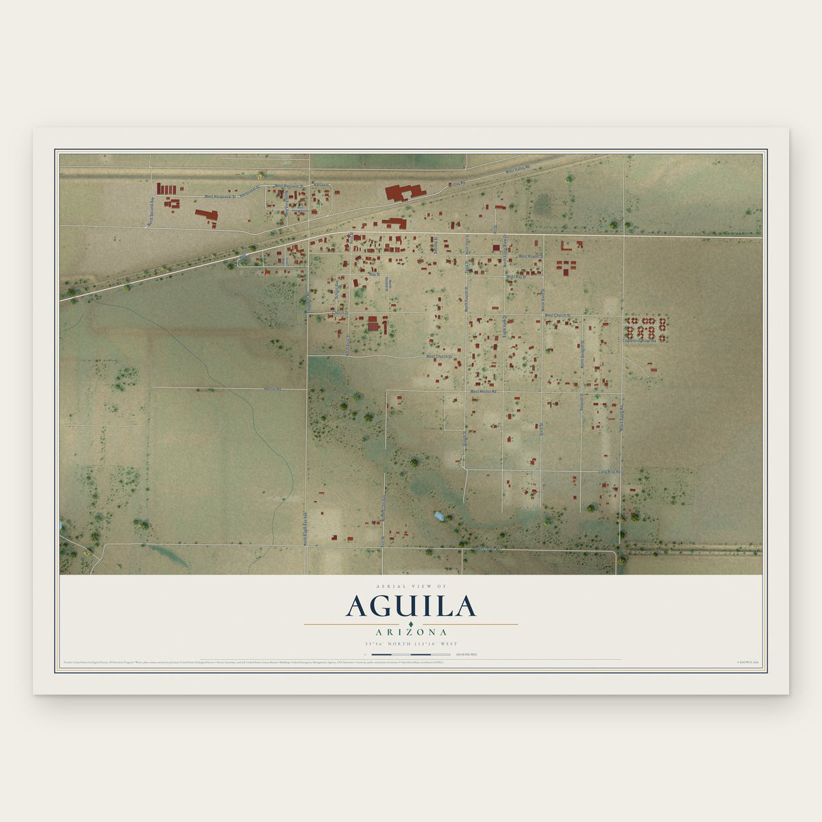 Aguila, Arizona map print, the full design