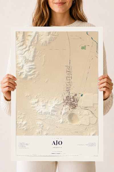 Ajo, Arizona map print, 18" x 24", Archival Matte Print