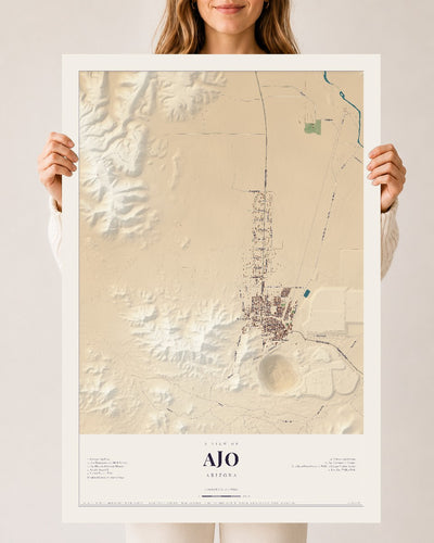 Ajo, Arizona map print, 24" x 36", Archival Matte Print
