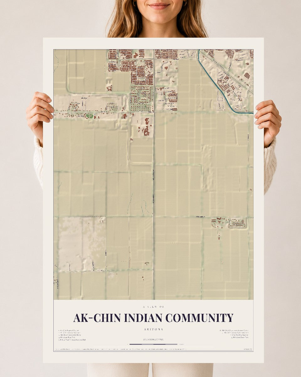 Ak-Chin Indian Community, Arizona map print, 24" x 36", Archival Matte Print