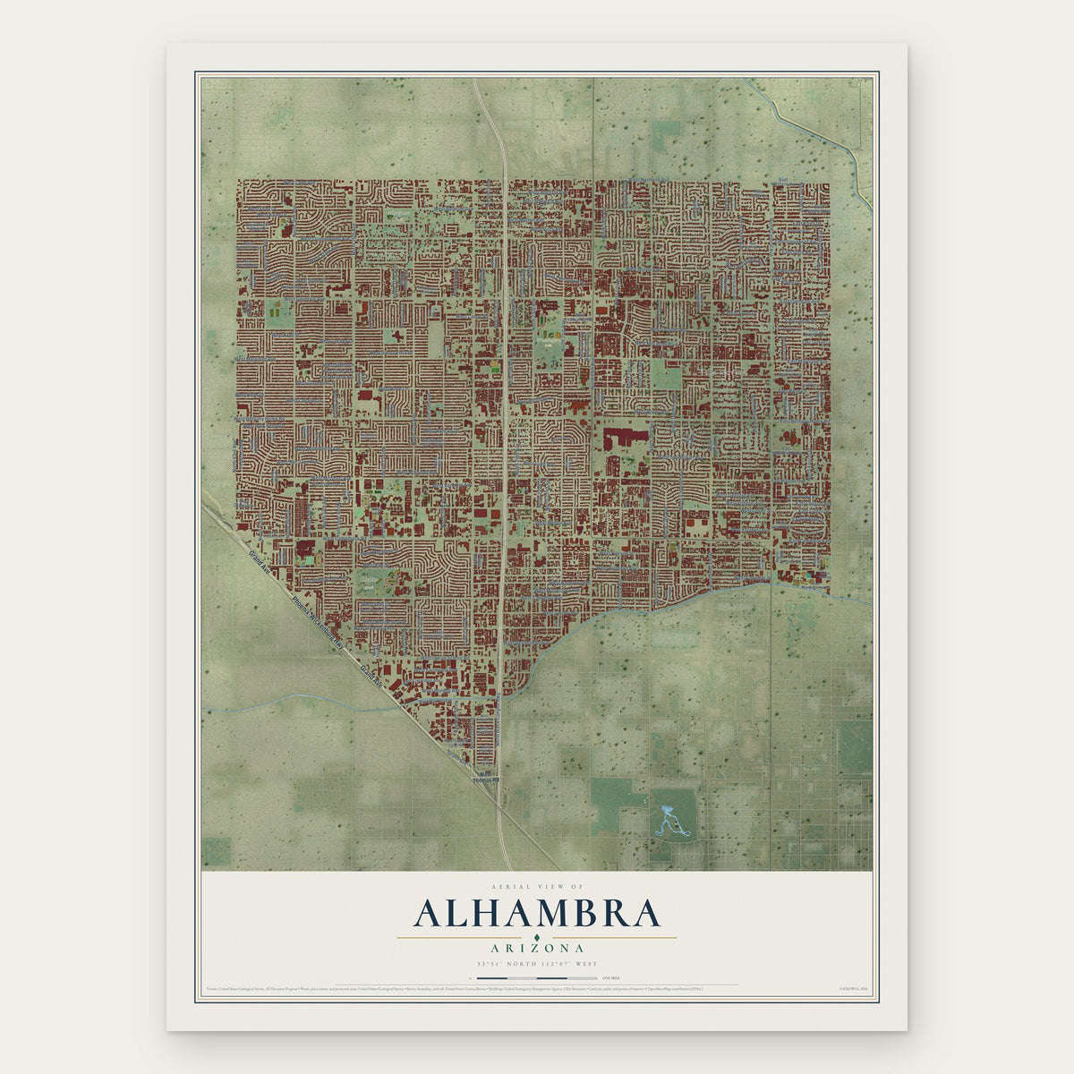 Alhambra, Arizona map print, the full design