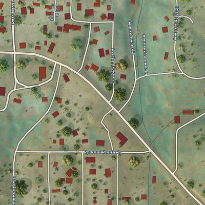 Close-up of the map of Alpine, Arizona print showing street and building detail
