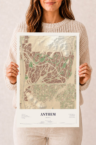 Anthem, Arizona map print, 12" x 18", Archival Matte Print