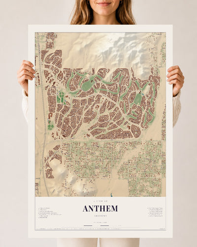 Anthem, Arizona map print, 24" x 36", Archival Matte Print