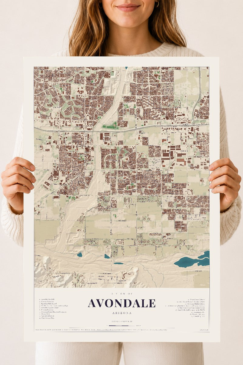 Avondale, Arizona map print, 18" x 24", Archival Matte Print