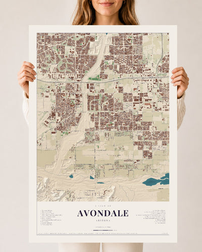 Avondale, Arizona map print, 24" x 36", Archival Matte Print