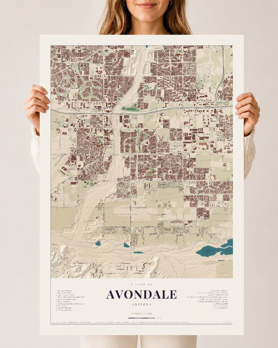 Avondale, Arizona map print, 24" x 36", Archival Matte Print