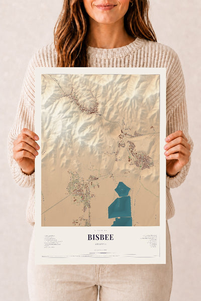 Bisbee, Arizona map print, 12" x 18", Archival Matte Print