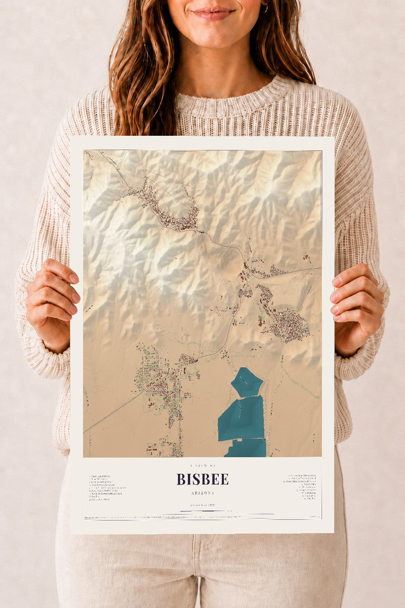 Bisbee, Arizona map print, 12" x 18", Archival Matte Print