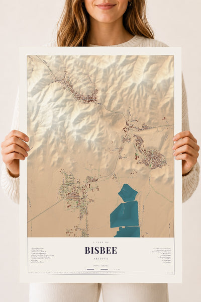 Bisbee, Arizona map print, 18" x 24", Archival Matte Print