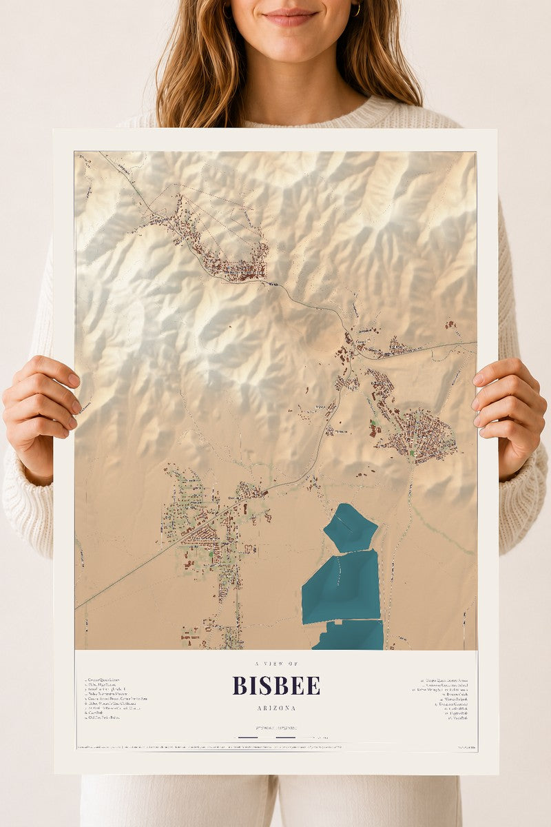 Bisbee, Arizona map print, 18" x 24", Archival Matte Print