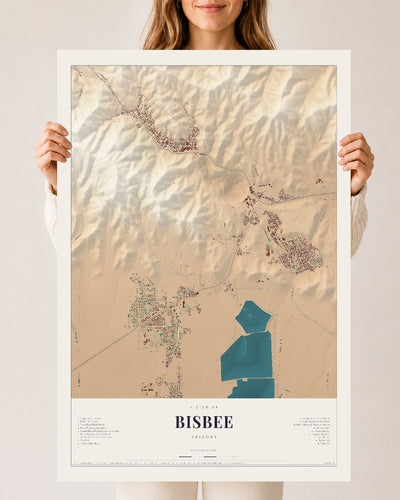 Bisbee, Arizona map print, 24" x 36", Archival Matte Print