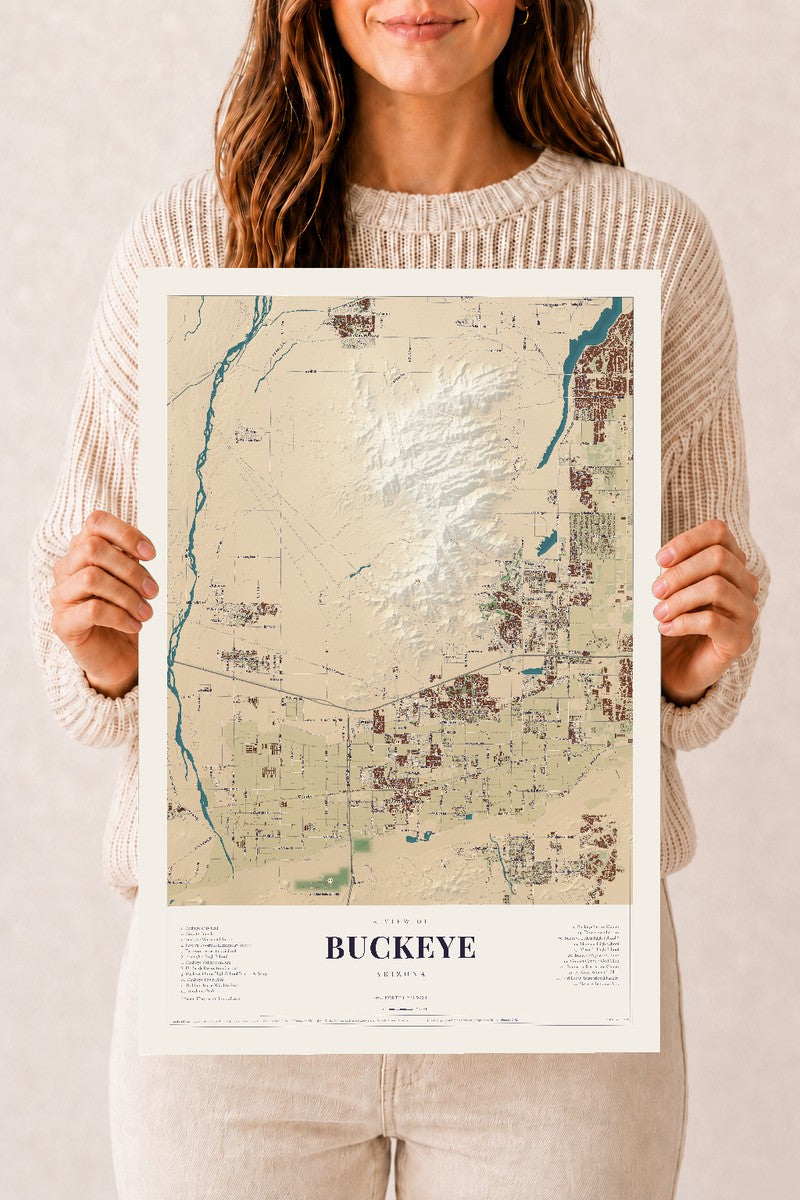 Buckeye, Arizona map print, 12" x 18", Archival Matte Print