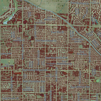 Close-up of the map of Camelback East, Arizona print showing street and building detail