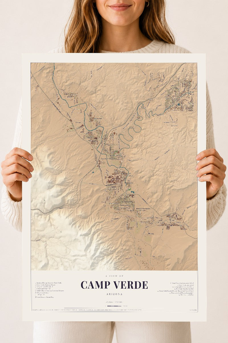 Camp Verde, Arizona map print, 18" x 24", Archival Matte Print