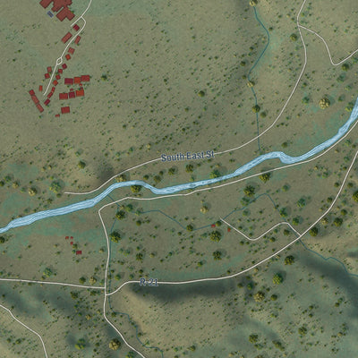 Close-up of the map of Canyon Day, Arizona print showing street and building detail