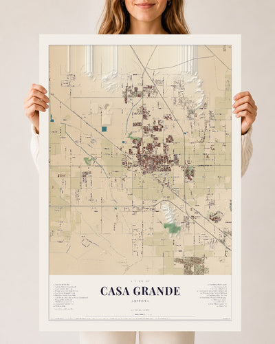 Casa Grande, Arizona map print, 24" x 36", Archival Matte Print