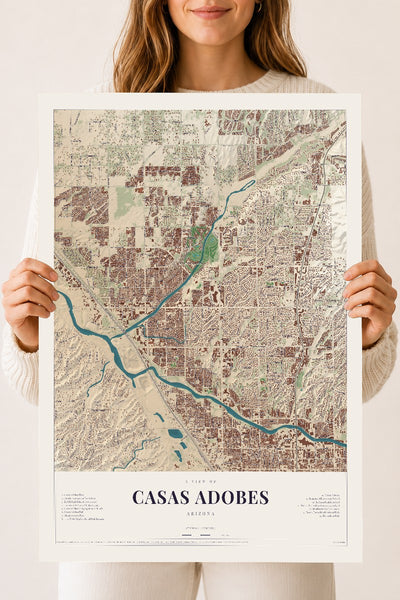 Casas Adobes, Arizona map print, 18" x 24", Archival Matte Print