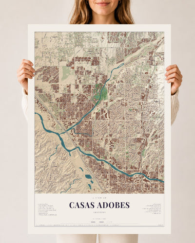 Casas Adobes, Arizona map print, 24" x 36", Archival Matte Print