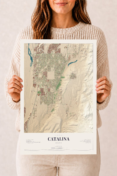 Catalina, Arizona map print, 12" x 18", Archival Matte Print