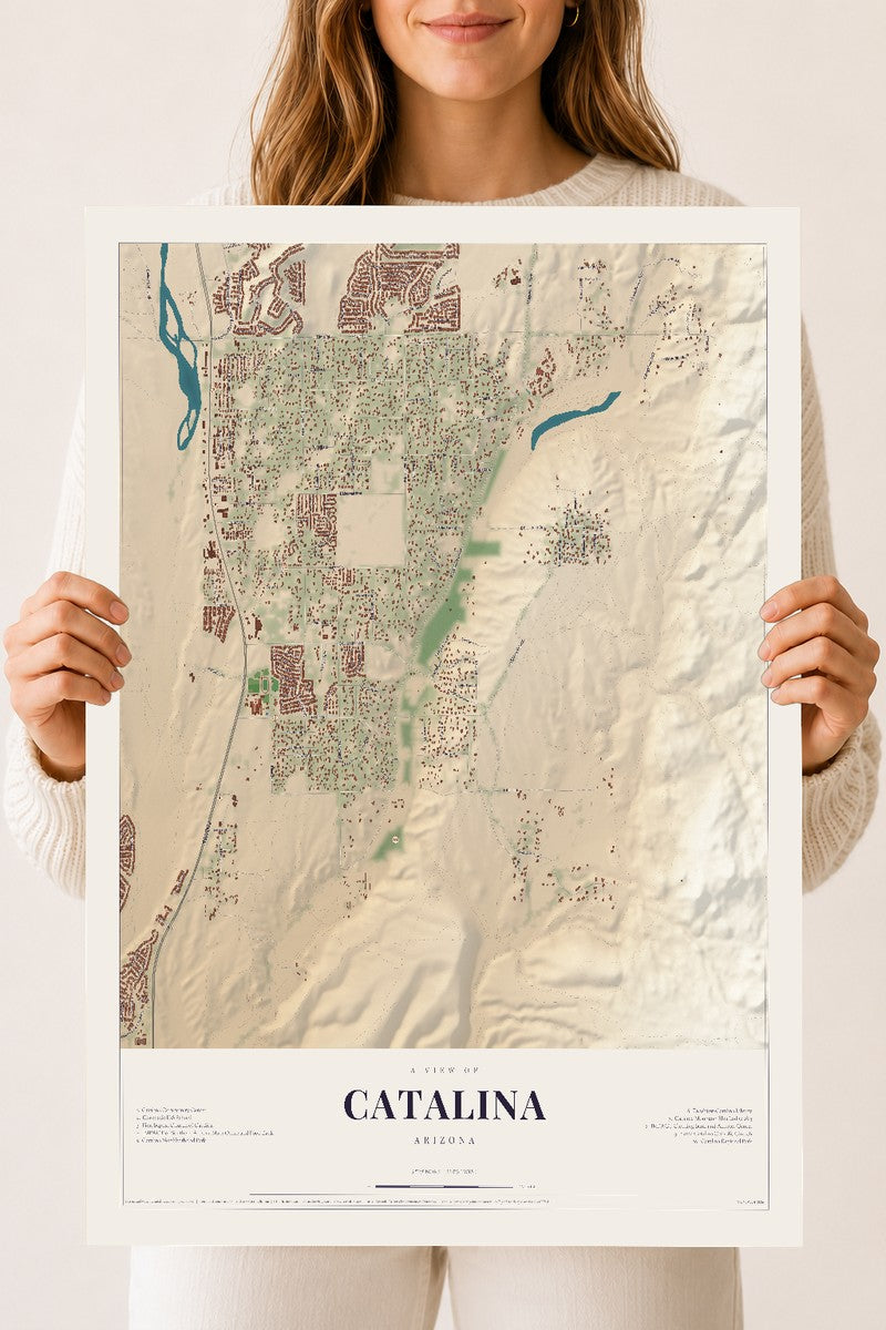 Catalina, Arizona map print, 18" x 24", Archival Matte Print