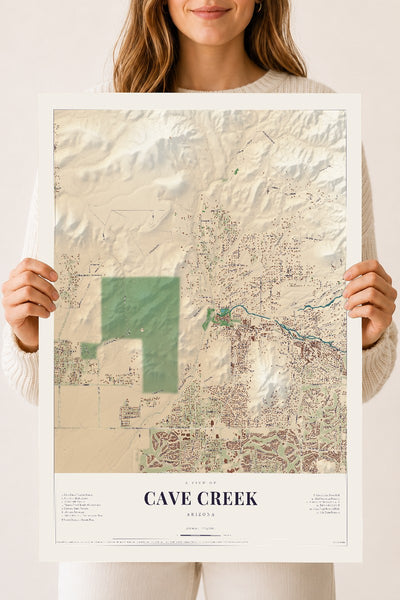 Cave Creek, Arizona map print, 18" x 24", Archival Matte Print