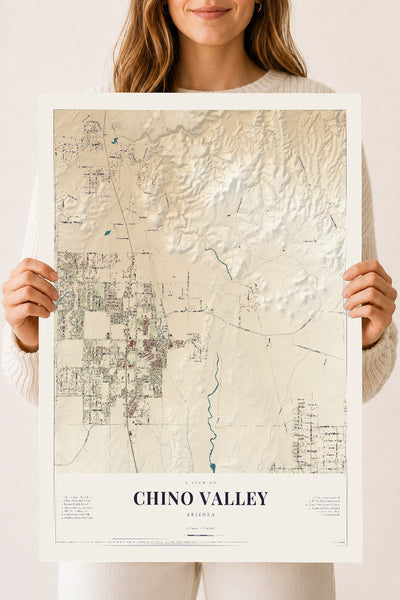 Chino Valley, Arizona map print, 18" x 24", Archival Matte Print