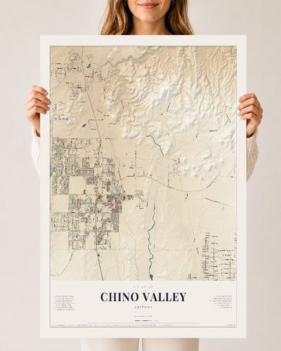 Chino Valley, Arizona map print, 24" x 36", Archival Matte Print