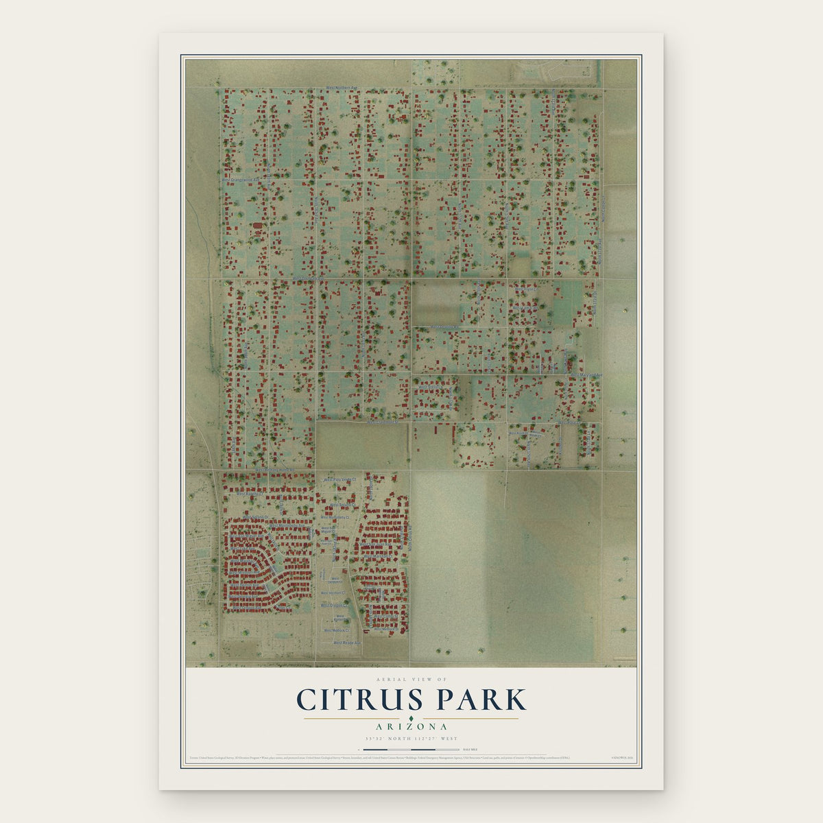 Citrus Park, Arizona map print, the full design