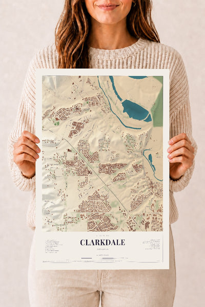 Clarkdale, Arizona map print, 12" x 18", Archival Matte Print