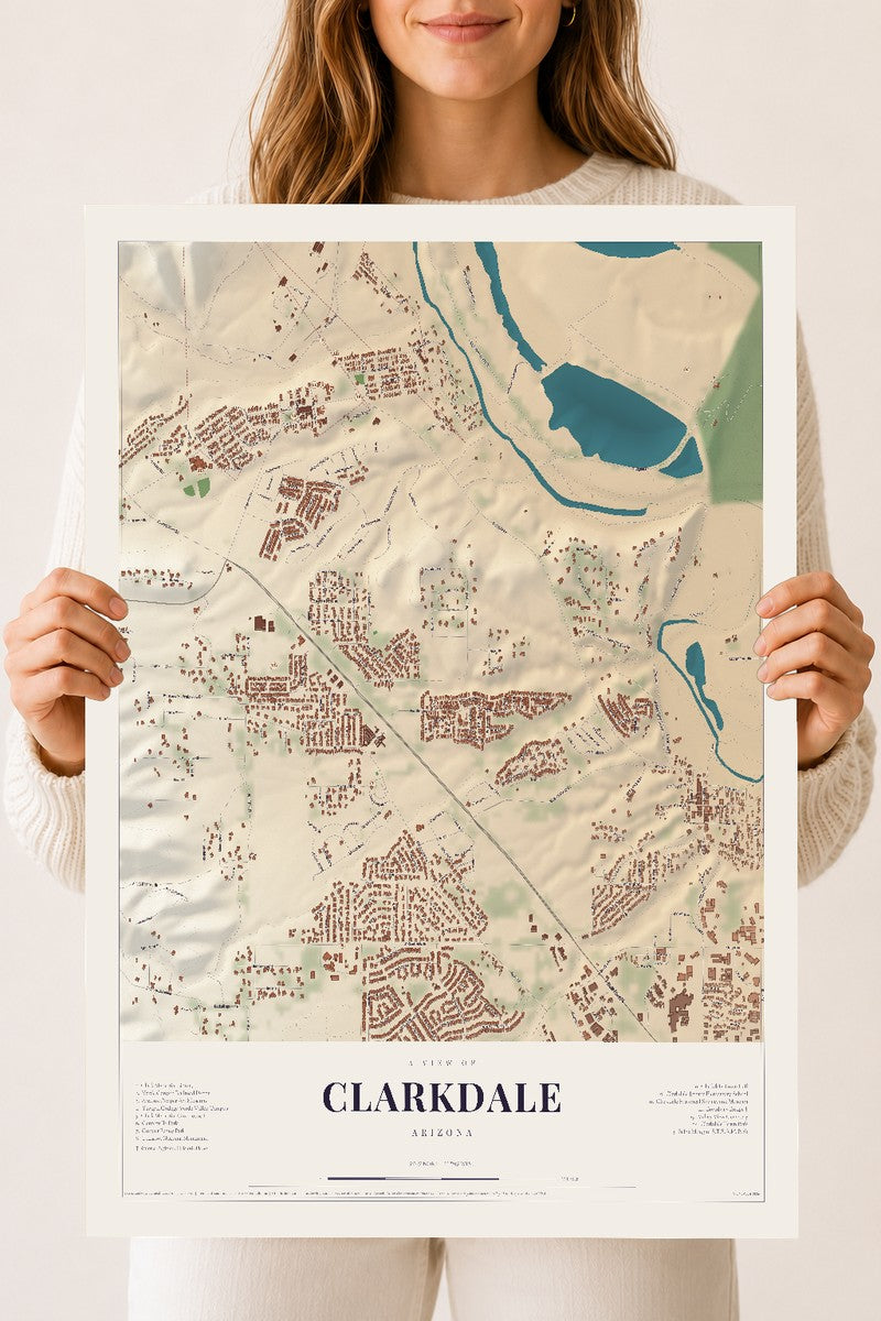 Clarkdale, Arizona map print, 18" x 24", Archival Matte Print