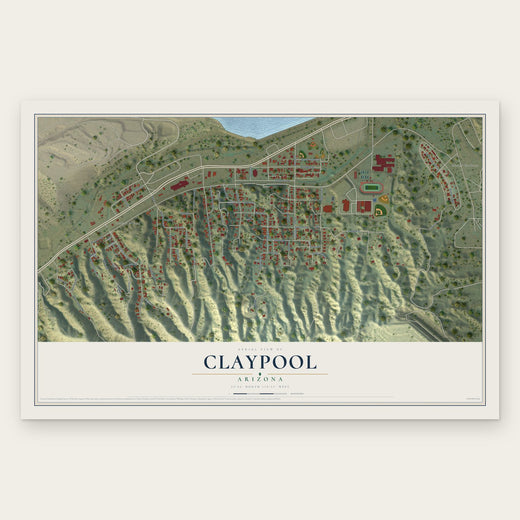 Claypool, Arizona map print, the full design