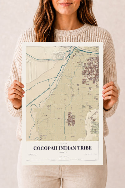 Cocopah Indian Tribe, Arizona map print, 12" x 18", Archival Matte Print