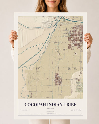 Cocopah Indian Tribe, Arizona map print, 24" x 36", Archival Matte Print