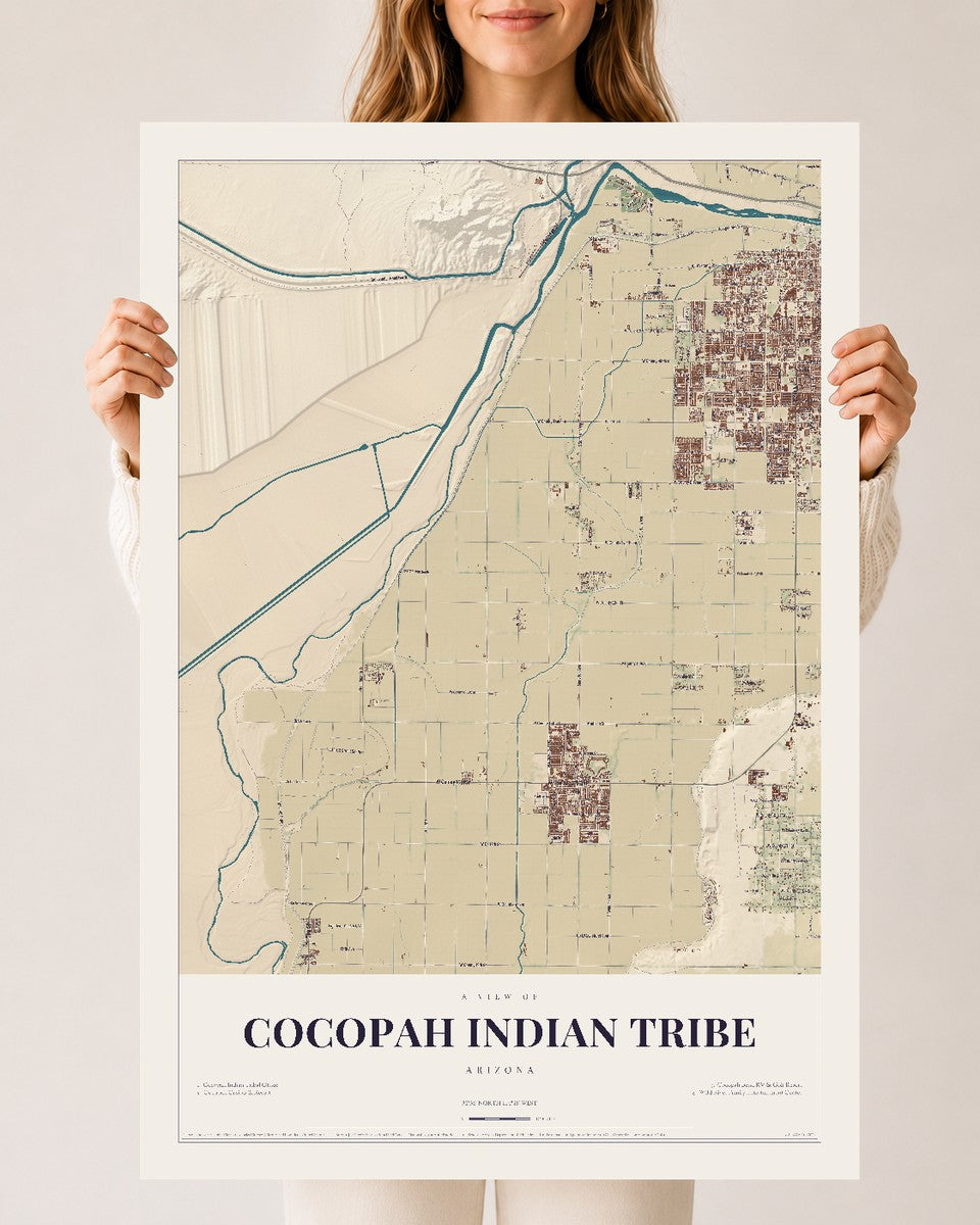 Cocopah Indian Tribe, Arizona map print, 24" x 36", Archival Matte Print