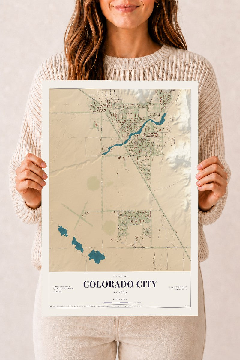 Colorado City, Arizona map print, 12" x 18", Archival Matte Print