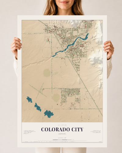 Colorado City, Arizona map print, 24" x 36", Archival Matte Print