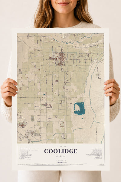 Coolidge, Arizona map print, 18" x 24", Archival Matte Print