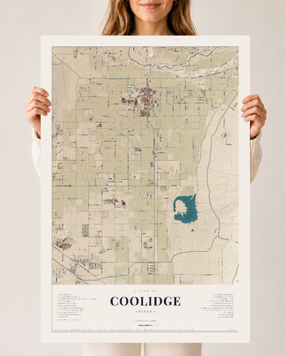 Coolidge, Arizona map print, 24" x 36", Archival Matte Print